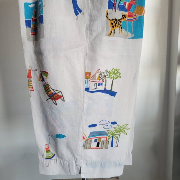 Marc Ware Hot Cotton Vintage Beach Graphic Print Linen Capri Pant (Size: 1X) - Picture 2 of 15